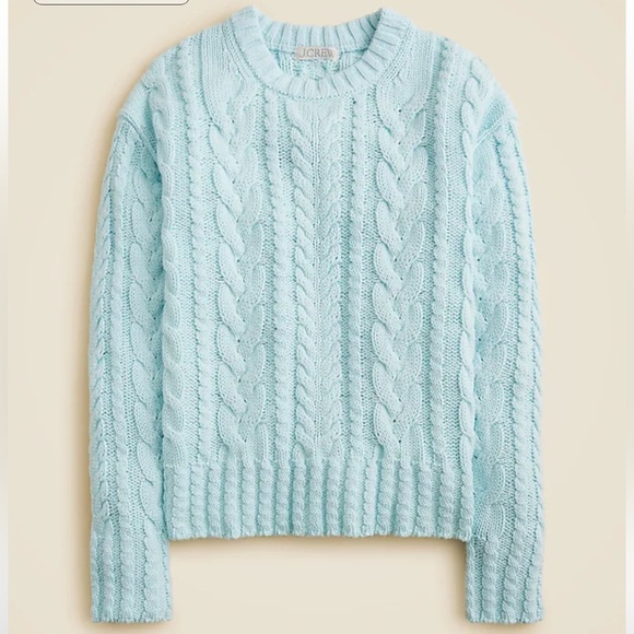 J crew midday skies blue Cable-knit crewneck sweater - Picture 4 of 6